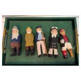 Wooden carvings, fisherman, captain, pirate
