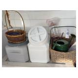 Hummingbird feeder, basket, pet food container