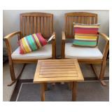 Outdoor patio rocking chairs with small table