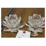 Crystal flower candle holders-one loose pedal
