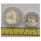 1986 Ellis Island dollar, half a dollar coins
