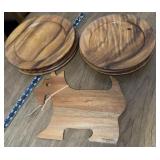 Wooden platters and cheeseboard