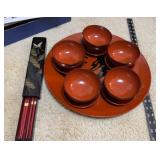 Lacquerware and chop sticks