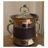 Vintage ice bucket with faux leather exterior