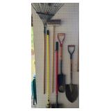 Shovels rake broom