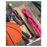 Badminton set and basketball