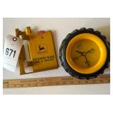 John Deere Rain Gauge (no glass) & small clock