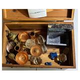 Cedar box with dollhouse accessories