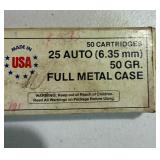 25 Auto (6.35 mm) 50 GR. Full Metal Case