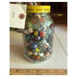 Marbles and Dukeï¿½s mayonnaise jar