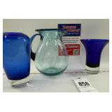 Glass pitcher & vases