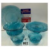 Blue glass, cake plate and more