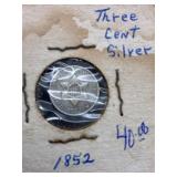 Trime 1852 United States Three Cent Silver Piece