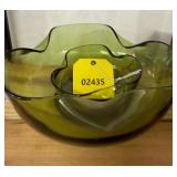 Green glass decorative bowls