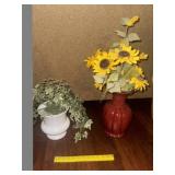(2) Glazed Vases & Arrangements