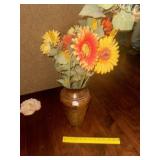 Brown Glazed Vase  & Arrangement