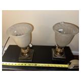 Pr of Glass Shade Decorator Lamps