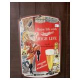 Miller High Life Sign (Wood) + Metal Grill Sign