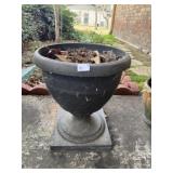 Pr of Plastic Urn Planters + Glazed Planter