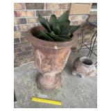 Pr of Clay Planter Urns (Damage on one)