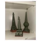(3) Glazed Decorator Obelisks