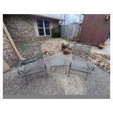 Pr of Meadow Craft Spring Rocking Arm Chairs + Tbl