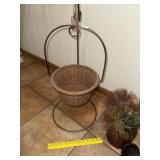 Iron Hanging Decorator Basket & Metal Tea Pod