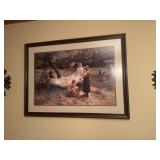 Large Framed 'Apple Pickers' Print (48' W)