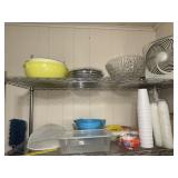 Punch Bowl ~ Kitchen Bowls & Misc on 2 Shelves