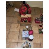 Poinsettia Basket & Christmas Decor in Grp