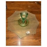 Vintage Green Depression Serving Dish