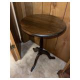 Round Cherry Side Table W Lace Cloth Covering