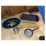 Sifter ~ Sm Skillet ~ Casserole Dish & Roll Pin Gr