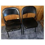 Pr of Black Metal Folding Chairs
