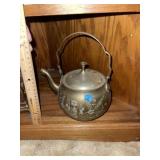 Brass Hand Etched Tea Pot