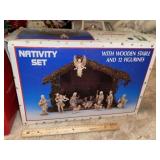 Nativity Set W/ Wooden Stable
