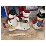 (2) Hallmark  Caroling Snowman + Snowman Lantern