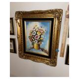 Gold Framed Canvas Flower Painting