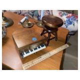 Piano Coaster Set & Minature Wood Organ Stool