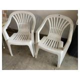 Pr of White Patio Arm Chairs