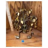 Pr of Sm Brass Swans & Brass Tree