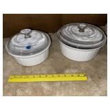 (2) White Corning Ware Casserole Dish / Lids