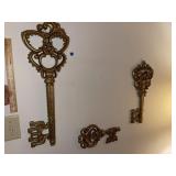 (3) Vintage Mid Century Key Wall Plaques (Resin)