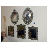 Vintage Metal Decorator Mirrors & Pics (Pinky & Bl