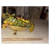 Brass Footed Center Bowl & Fruit