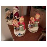 (2) Vintage Caroler Music Boxes + Santa/Snowman