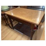 Antique Center Table W/ Enamel Top & Barley Twist