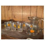 Vintage Orange Juice Pitcher & Glasses