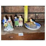 (2) Vintage Occupied Japan Figurines & Ash Bowl