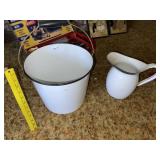 Vintage Enamelware Pail & Pitcher